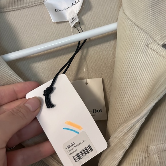 NWT Anthropologie Line and Dot Cozy Cream Ribbed Button Down Lounge Top - Picture 4 of 6